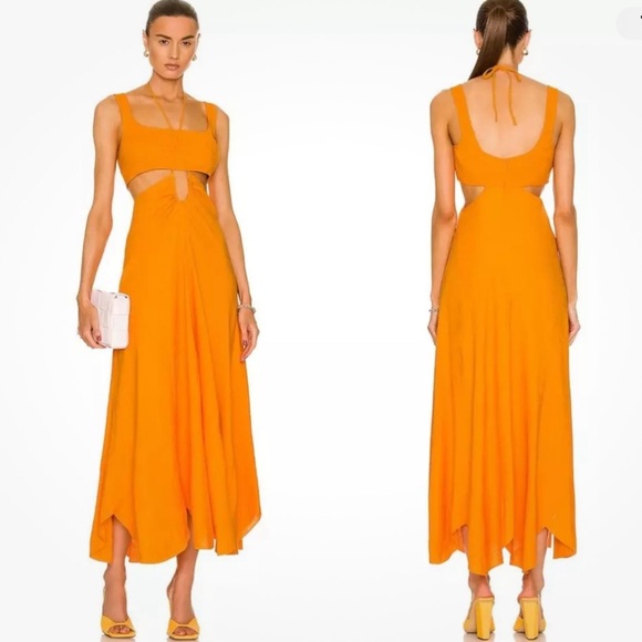 NEW Cult Gaia Eileen Waist Cutout Dress, Revolve Apricot, Size L New w/Tag main image 1
